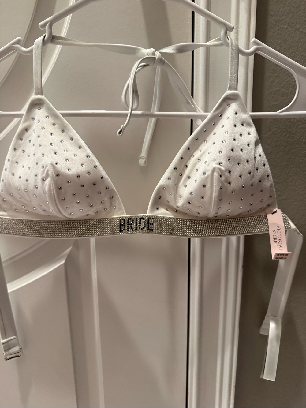 Victoria's Secret White Crystal-Embellished Triangle Bralette